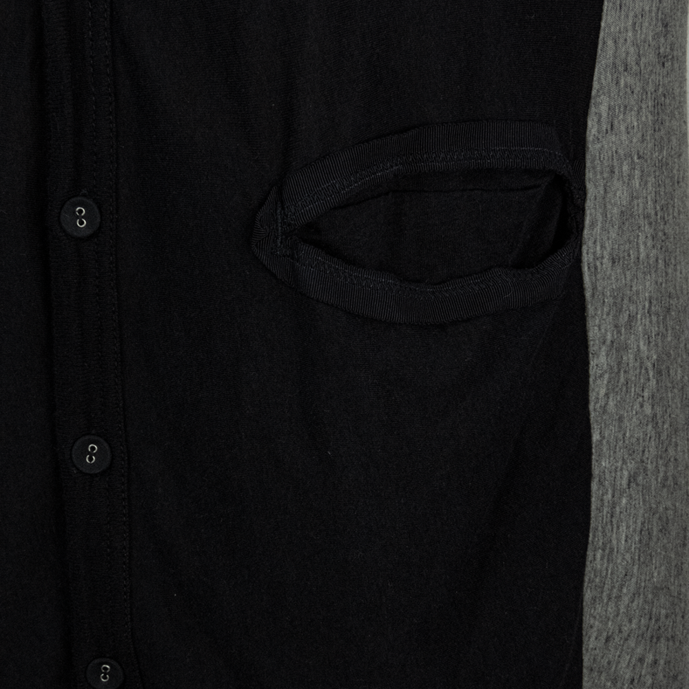 日本設計師品牌Y＇s山本耀司黑灰拼色九分袖外套 超長 2號 日本製-細節圖3