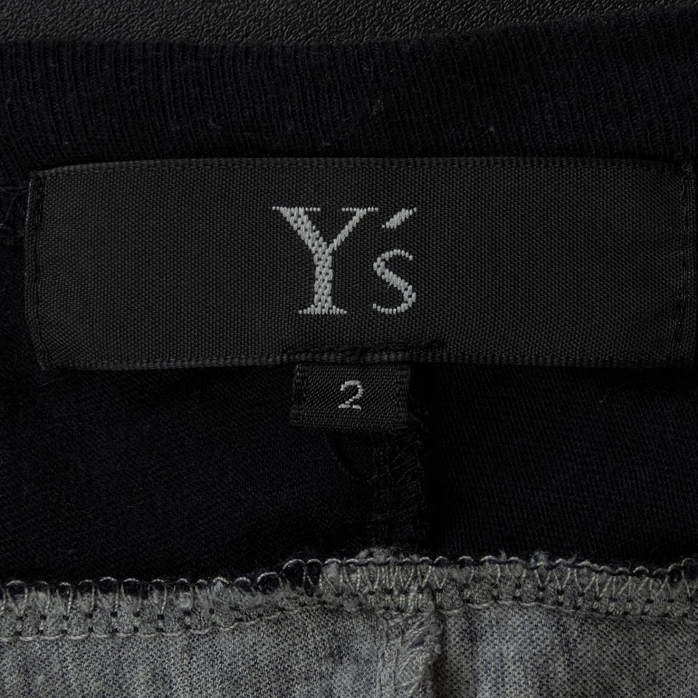 日本設計師品牌Y＇s山本耀司黑灰拼色九分袖外套 超長 2號 日本製-細節圖5