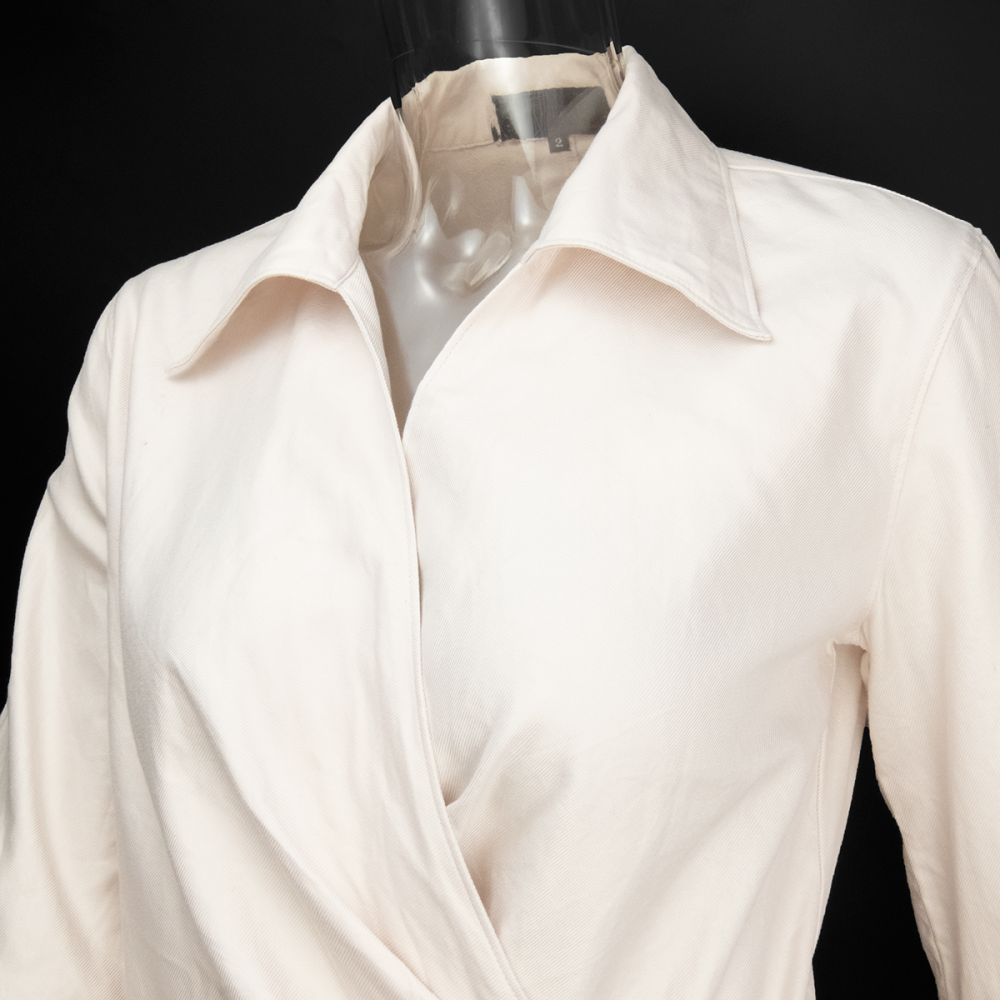 日本專櫃品牌UNTITLED淡粉色交叉腰帶長袖外套 2號 日本製-細節圖3