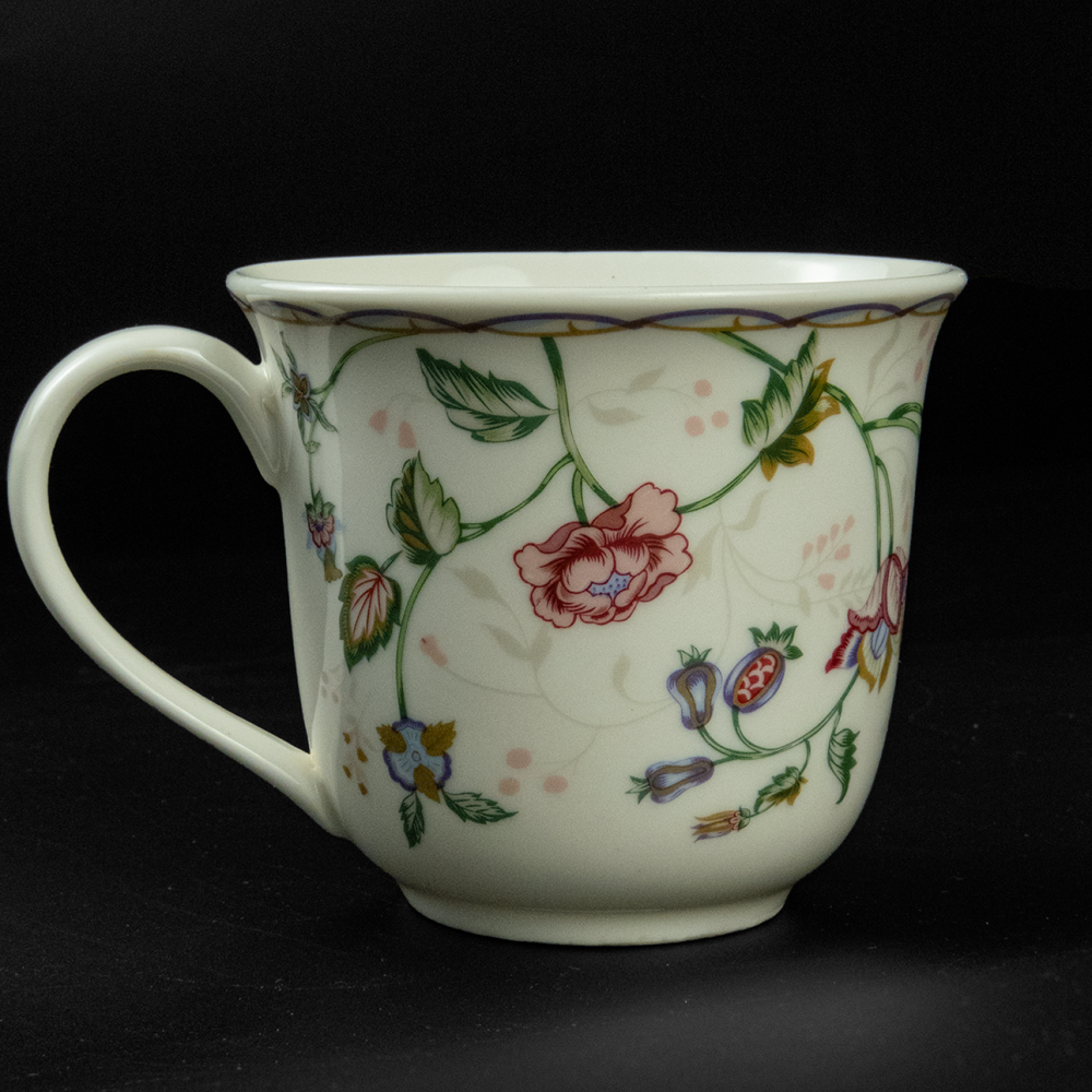 FINE PORCELAIN SESHIN TRADING纏枝花朵印花水杯 馬克杯 茶杯-細節圖3