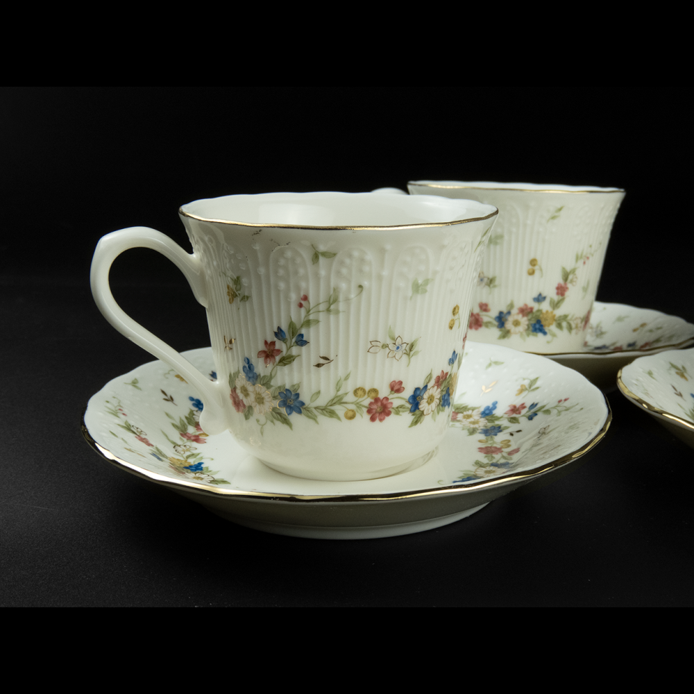 Le blanc EXCEED BON by KEITO描金花草陶瓷  茶杯 碟 杯碟一組 一組350 有3組 日本製-細節圖2