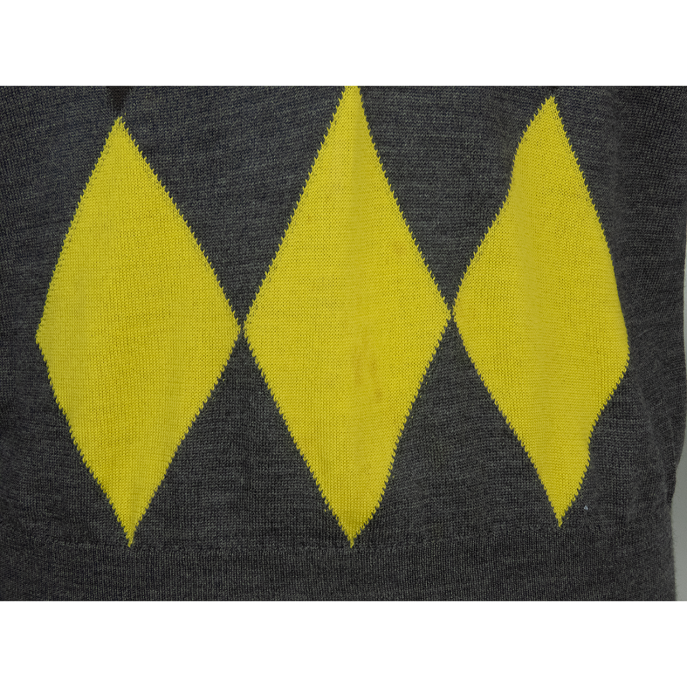 英國品牌John Smedley鐵灰色美麗諾純羊毛菱格POLO領長袖毛衣 英國製-細節圖4