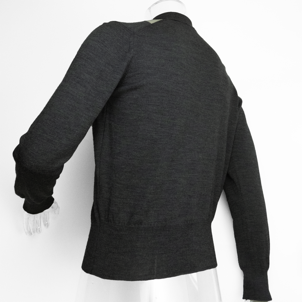 英國品牌John Smedley鐵灰色美麗諾純羊毛菱格POLO領長袖毛衣 英國製-細節圖5