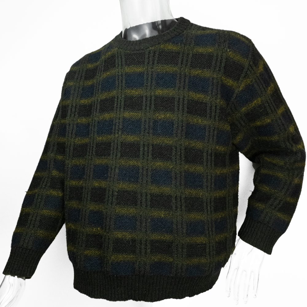 美國Arnold Palmer雨傘牌羊毛格紋羊駝毛圓領長袖毛衣 義大利製-細節圖2