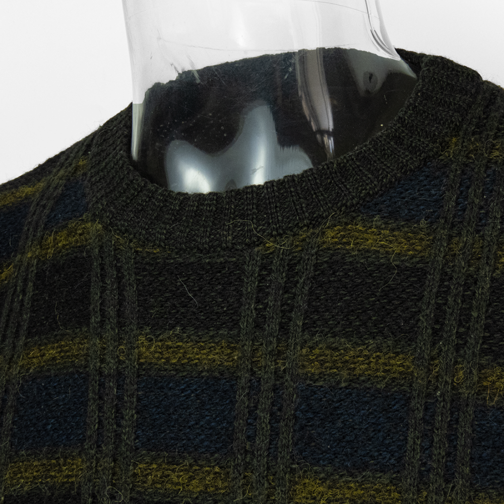 美國Arnold Palmer雨傘牌羊毛格紋羊駝毛圓領長袖毛衣 義大利製-細節圖3