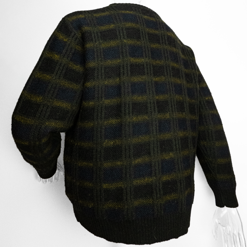 美國Arnold Palmer雨傘牌羊毛格紋羊駝毛圓領長袖毛衣 義大利製-細節圖4