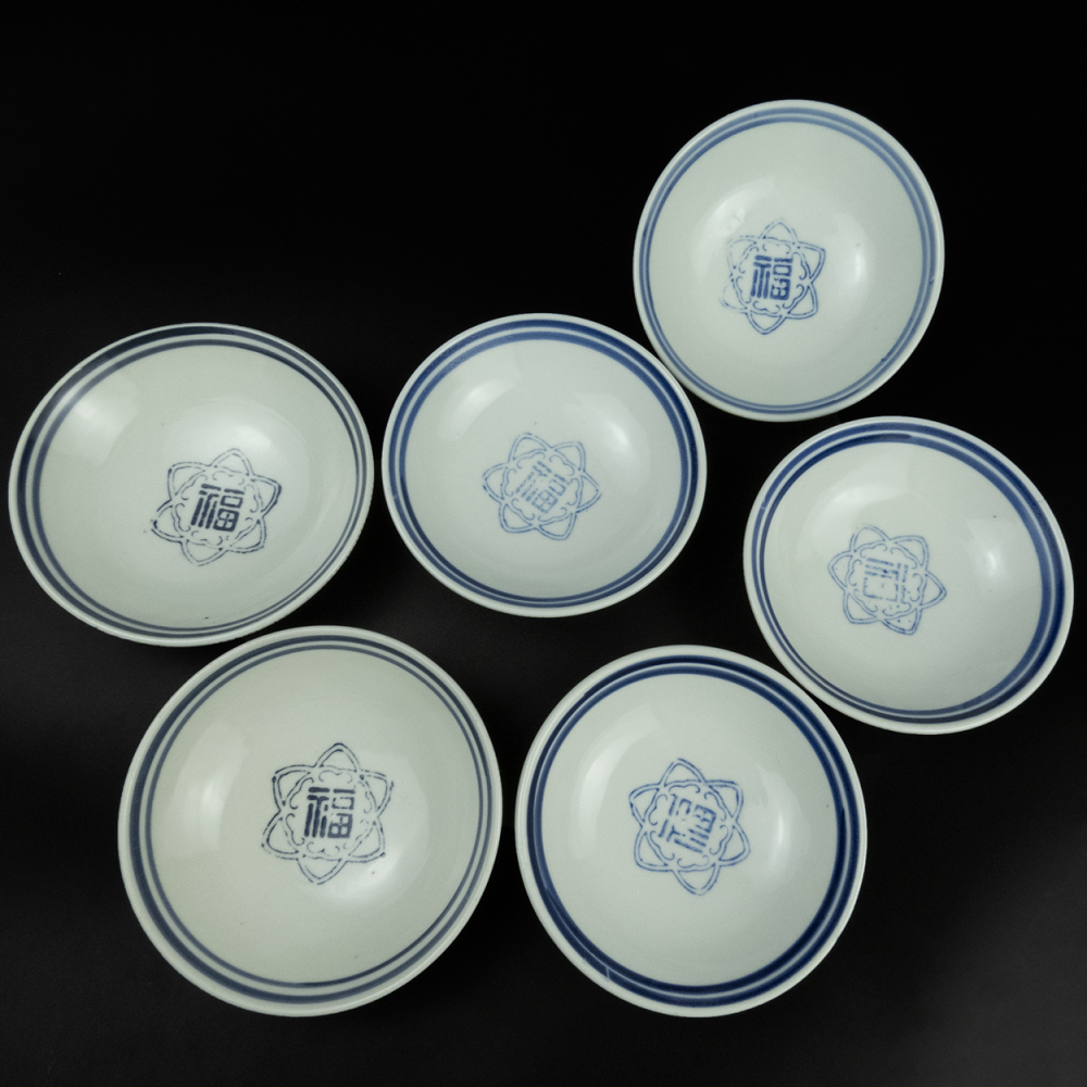 古董福字手繪交織線條陶瓷碗 老碗 全新 一件400 有六件-細節圖5