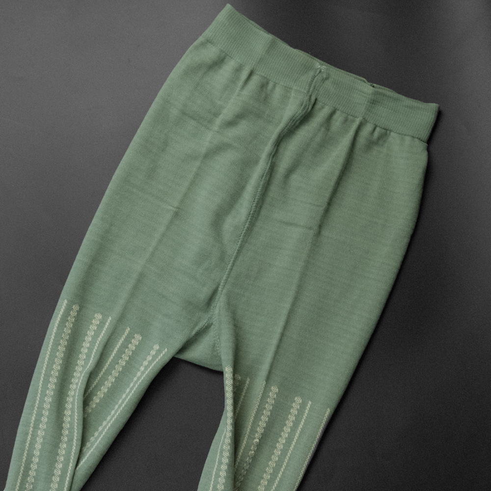 日本品牌Tsu Tsu抹茶色蠶絲緹花露趾褲襪 日本製-細節圖2