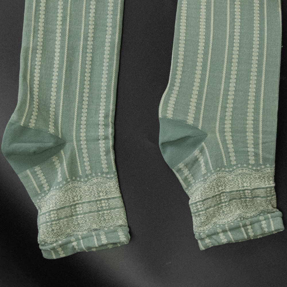 日本品牌Tsu Tsu抹茶色蠶絲緹花露趾褲襪 日本製-細節圖3