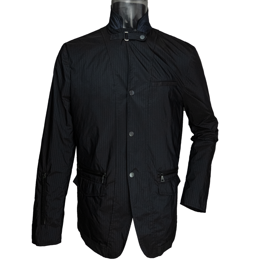 美國紐約高級男裝品牌John Varvatos條紋扣帶休閒西裝造型長袖外套 50號 義大利製-細節圖2