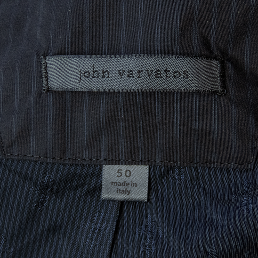 美國紐約高級男裝品牌John Varvatos條紋扣帶休閒西裝造型長袖外套 50號 義大利製-細節圖8