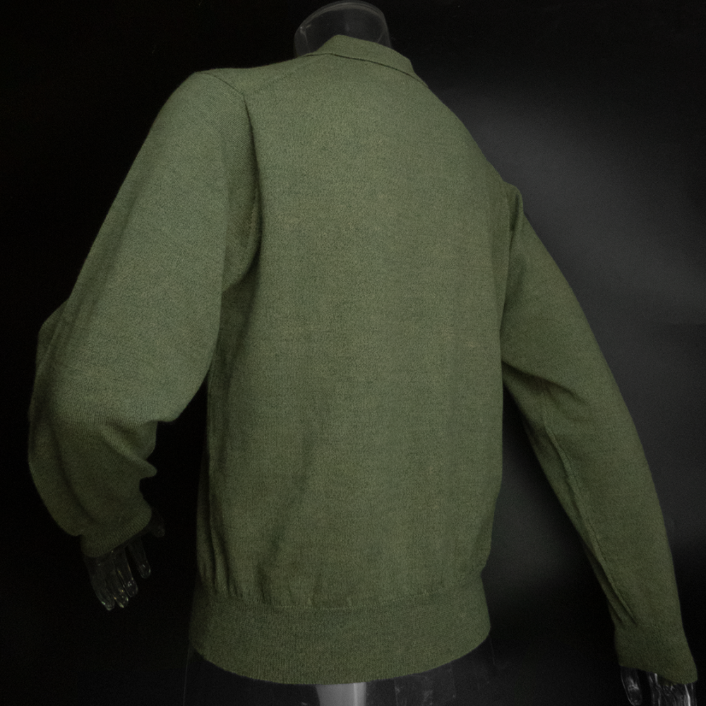 美國老字號品牌Brooks Brothers青苔色美麗諾羊毛素面POLO領長袖毛衣-細節圖4