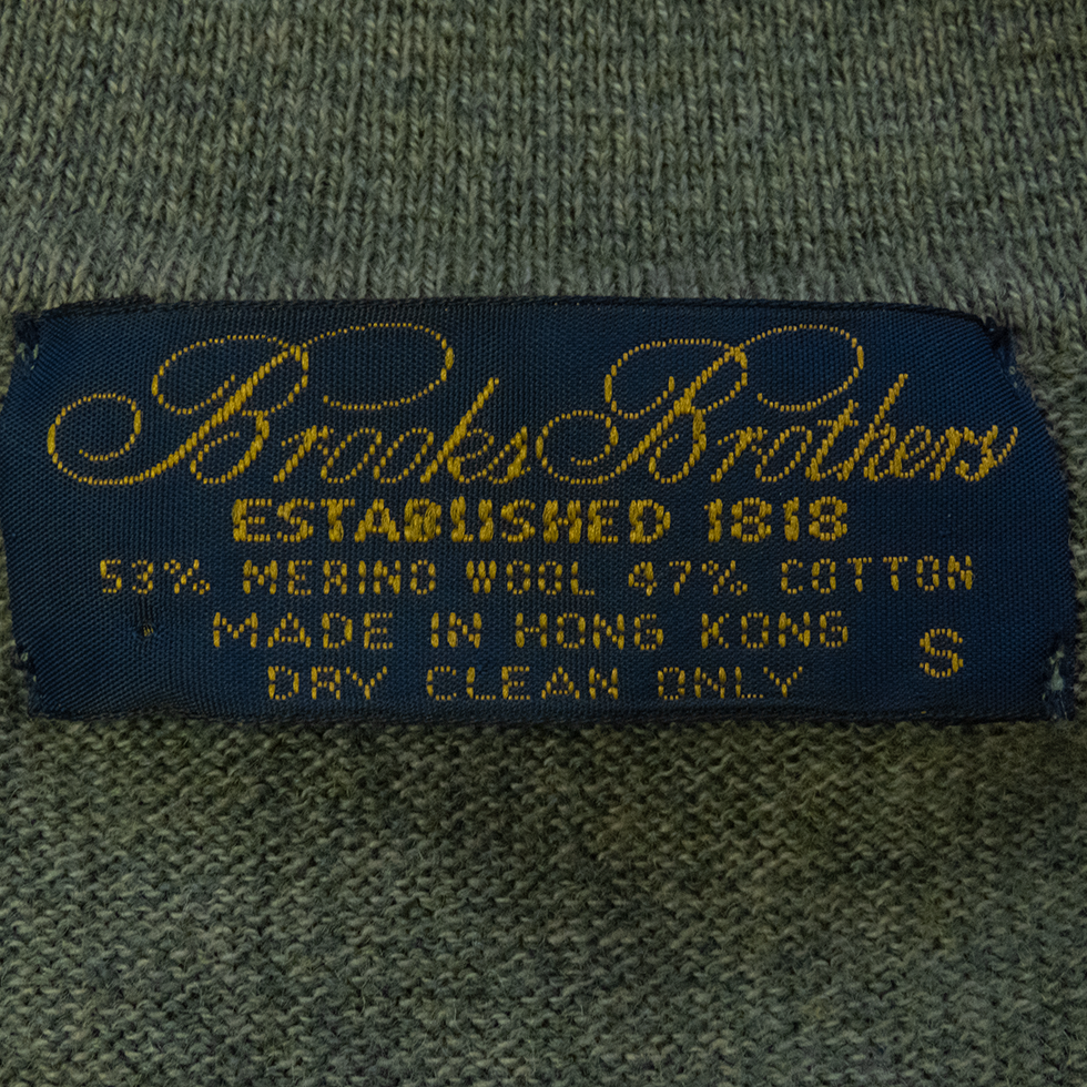 美國老字號品牌Brooks Brothers青苔色美麗諾羊毛素面POLO領長袖毛衣-細節圖5