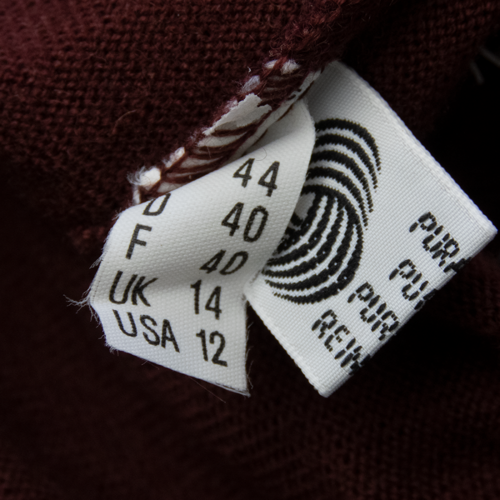 義大利品牌nores tricot棗紅色純羊毛素面高領長袖毛衣 義大利製-細節圖6