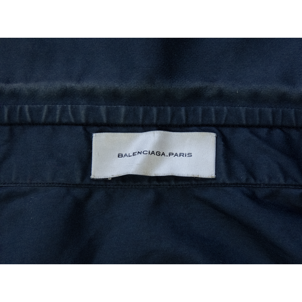 巴黎世家balenciaga藏青色素面長袖襯衫 38號 義大利製-細節圖6