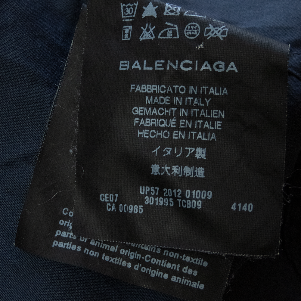 巴黎世家balenciaga藏青色素面長袖襯衫 38號 義大利製-細節圖7