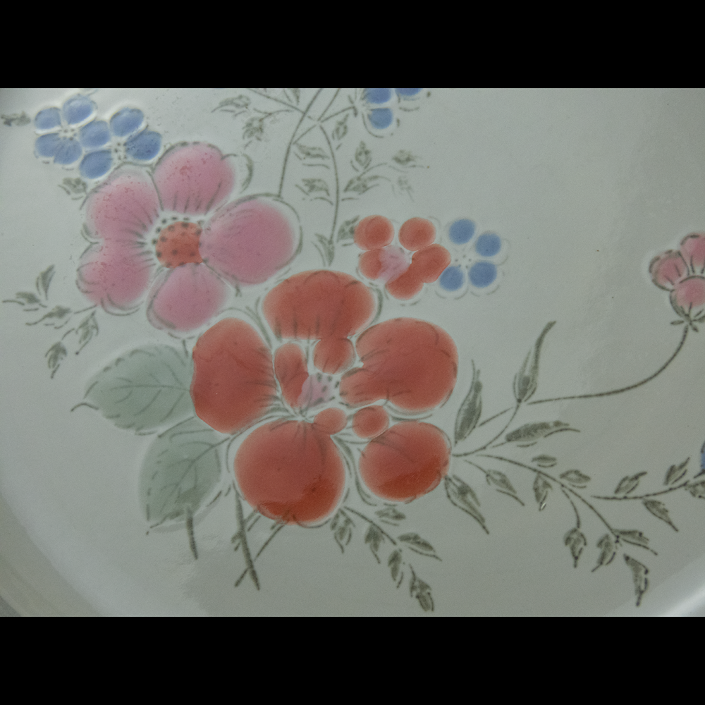 日本Stoneware炻器 日式花卉  平盤 大 日本製 微波 烤箱皆可 400一件 有三件-細節圖3