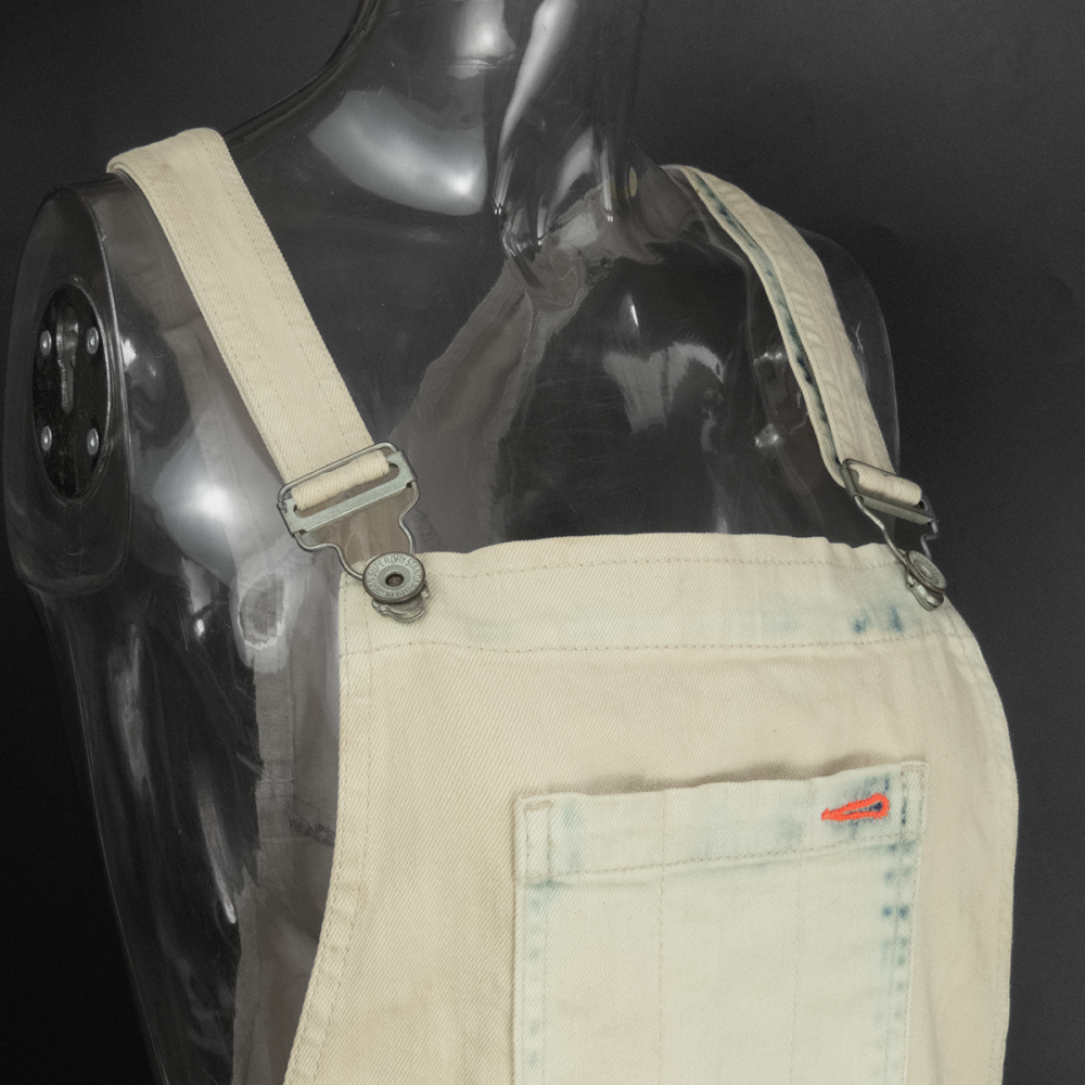 Superdry 極度乾燥水洗刷色抽鬚牛仔吊帶短褲 小精靈背帶褲 S號-細節圖3