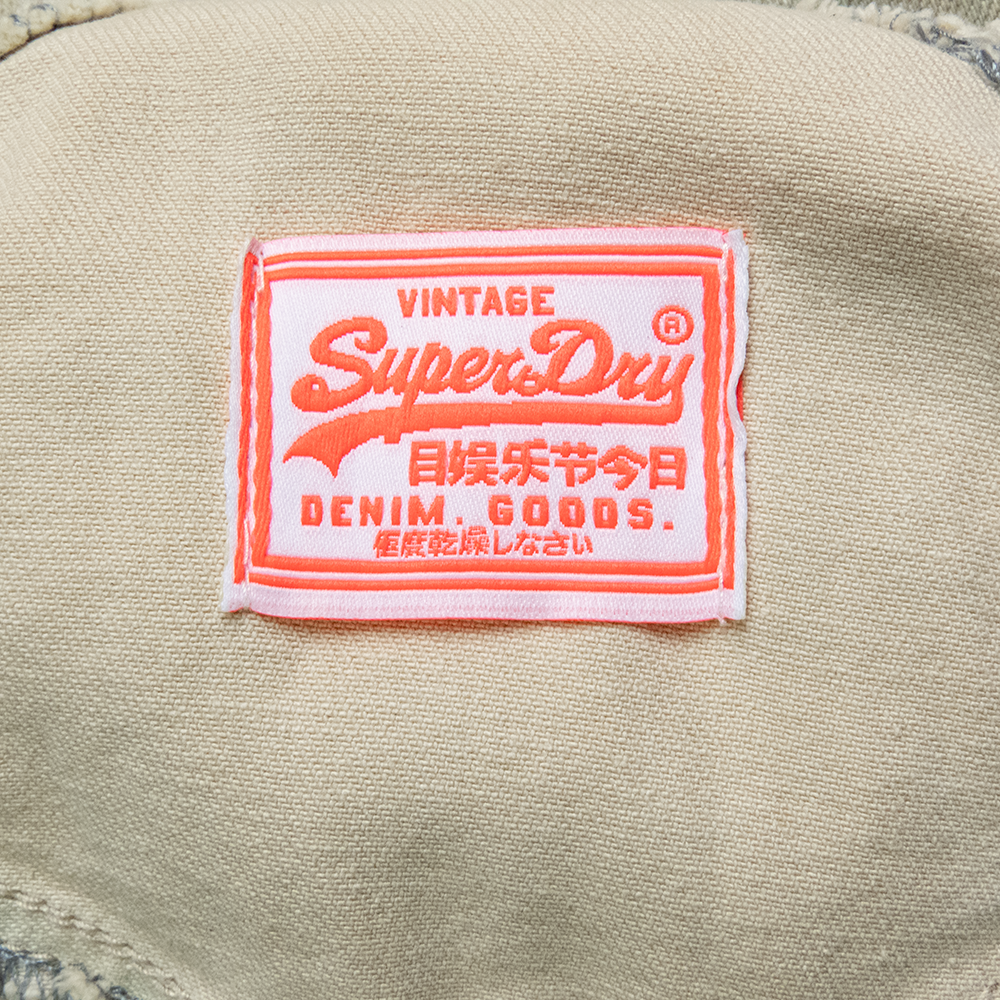 Superdry 極度乾燥水洗刷色抽鬚牛仔吊帶短褲 小精靈背帶褲 S號-細節圖8