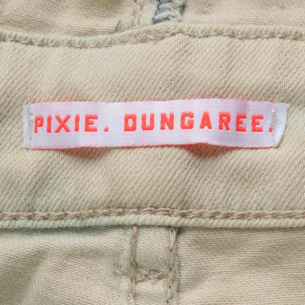 Superdry 極度乾燥水洗刷色抽鬚牛仔吊帶短褲 小精靈背帶褲 S號-細節圖9