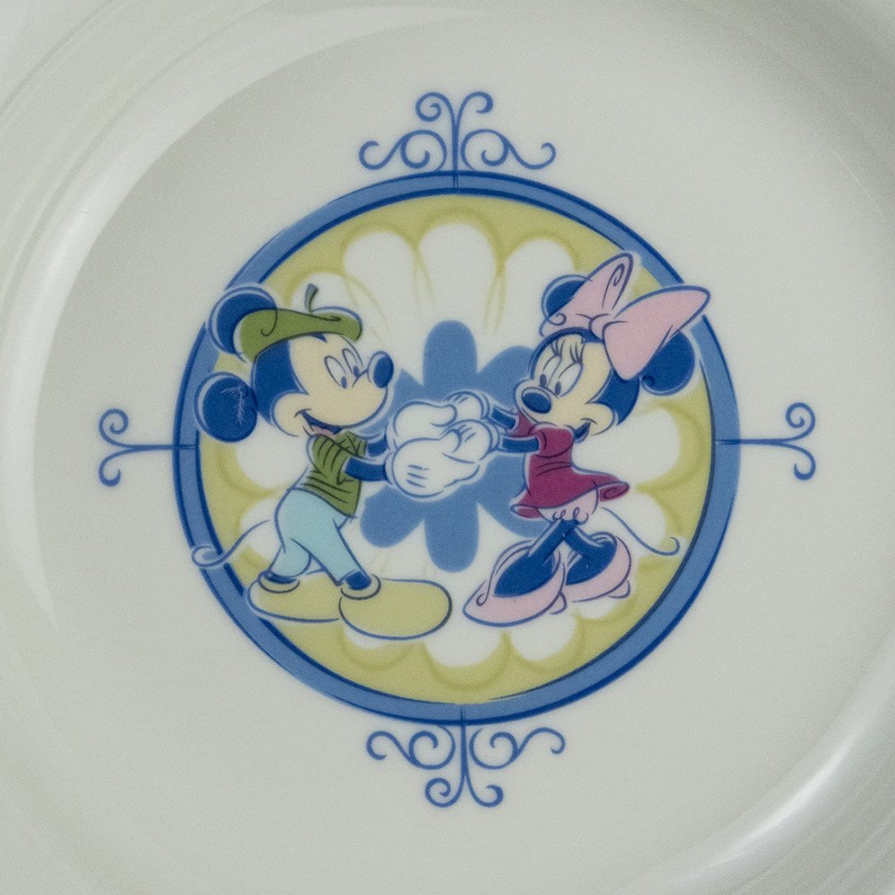 Disney 迪士尼 藍色 米奇 米妮 牽手  瓷器  深盤 餐盤 台灣製-細節圖3