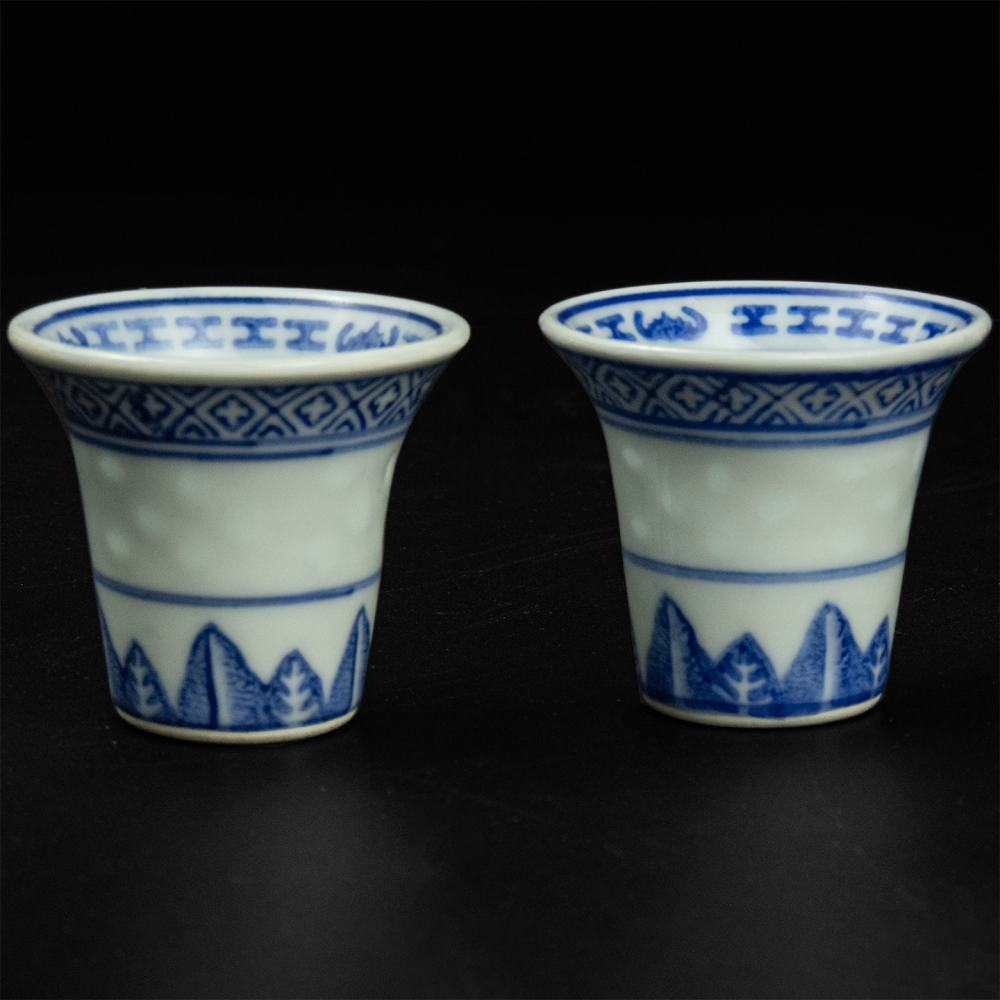 老瓷器 中國景德鎮 青花 米粒 米杯 陶瓷 酒杯 小 一件250 有4件-細節圖4