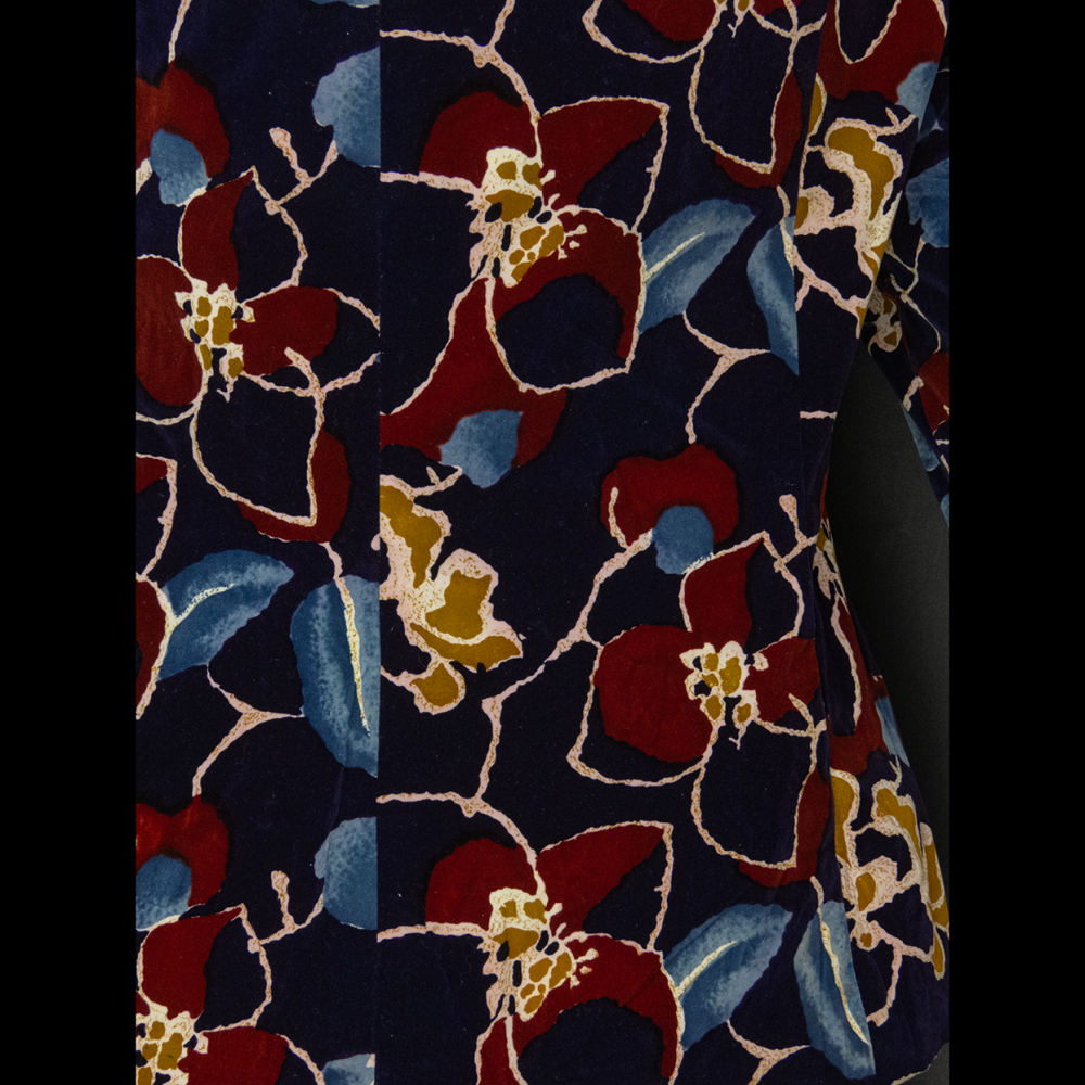 日本古著仿麂皮薄絨花朵長袖西裝外套 私人訂製-細節圖5