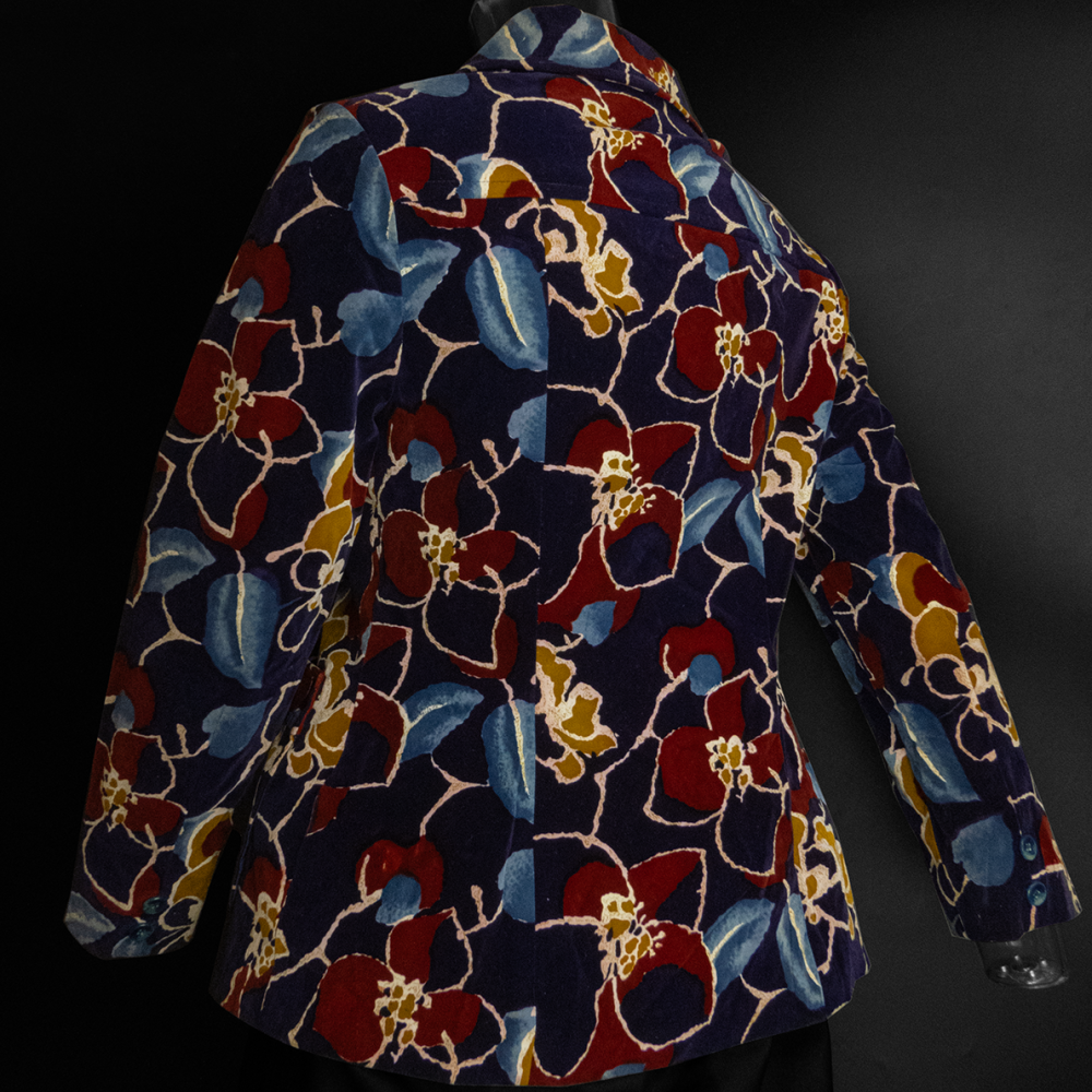 日本古著仿麂皮薄絨花朵長袖西裝外套 私人訂製-細節圖6