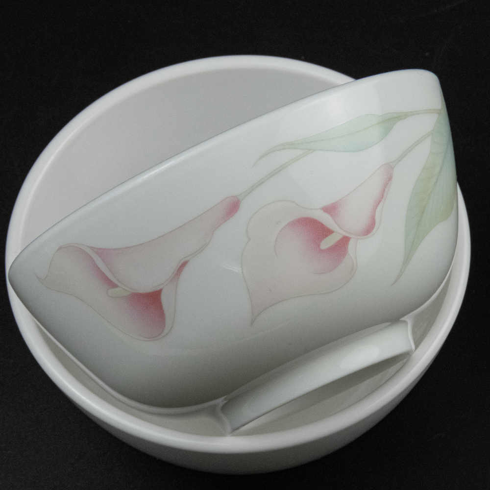 康寧 Corning 海芋花朵 直口碗 強化玻璃 飯碗 美國製 3件一組-細節圖4