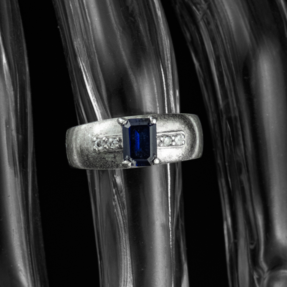 925純銀方形藍寶寬版戒指  #11-細節圖2