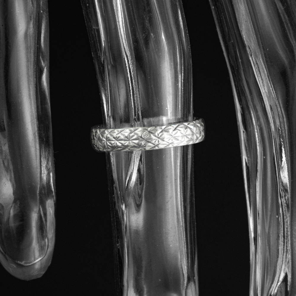 18K鉑金刻花花戒指  #7-細節圖2