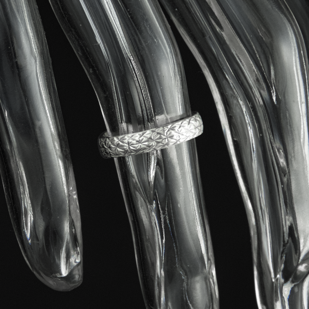 18K鉑金刻花花戒指  #7-細節圖3