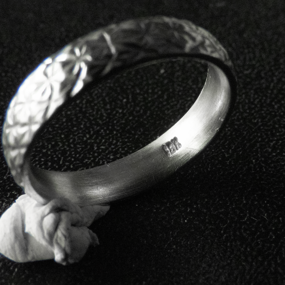 18K鉑金刻花花戒指  #7-細節圖4