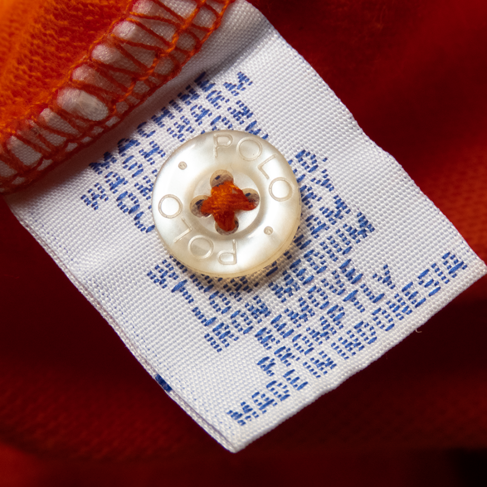 美國品牌Ralph Lauren POLO橘紅色馬球刺繡短袖POLO衫 L號-細節圖8