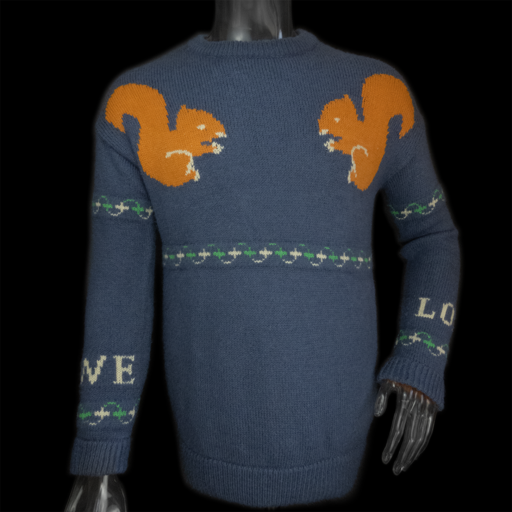 西班牙奢侈品牌LOEWE羅意威羊毛松鼠圖案logo圓領長袖毛衣-細節圖2