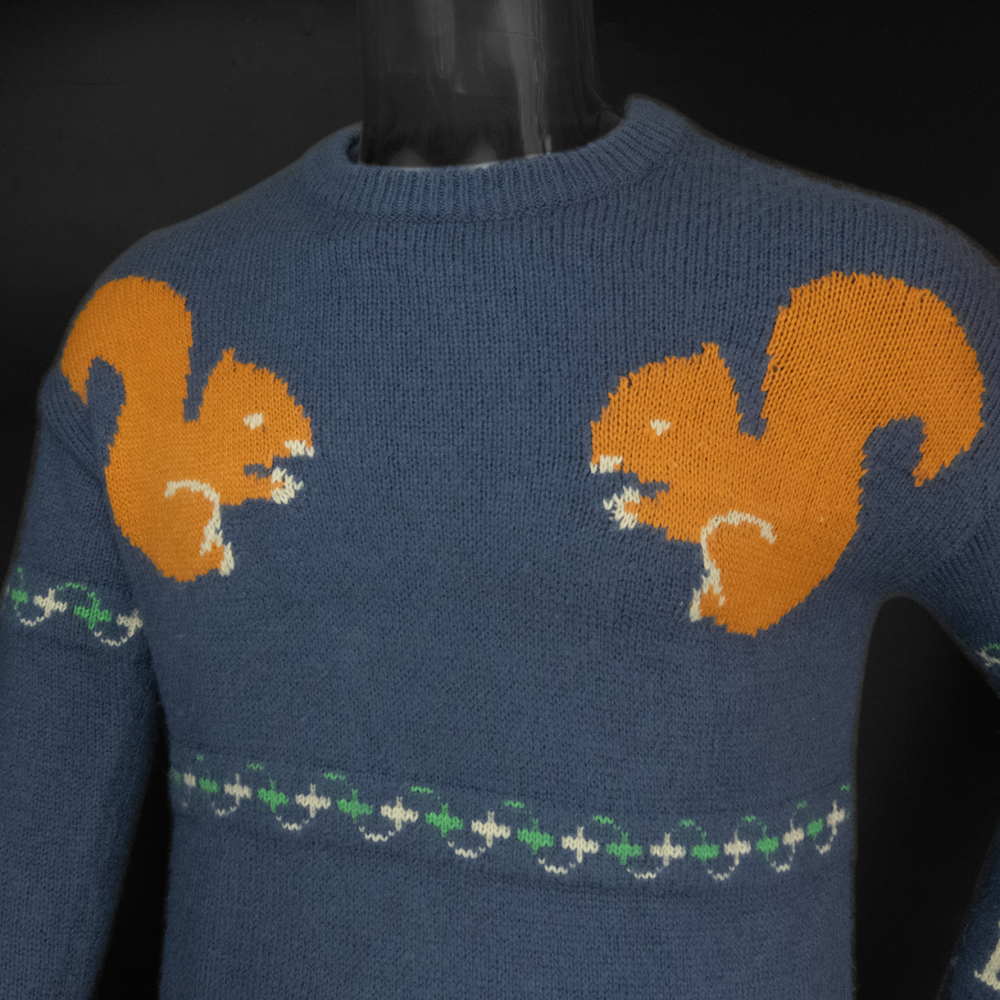 西班牙奢侈品牌LOEWE羅意威羊毛松鼠圖案logo圓領長袖毛衣-細節圖3