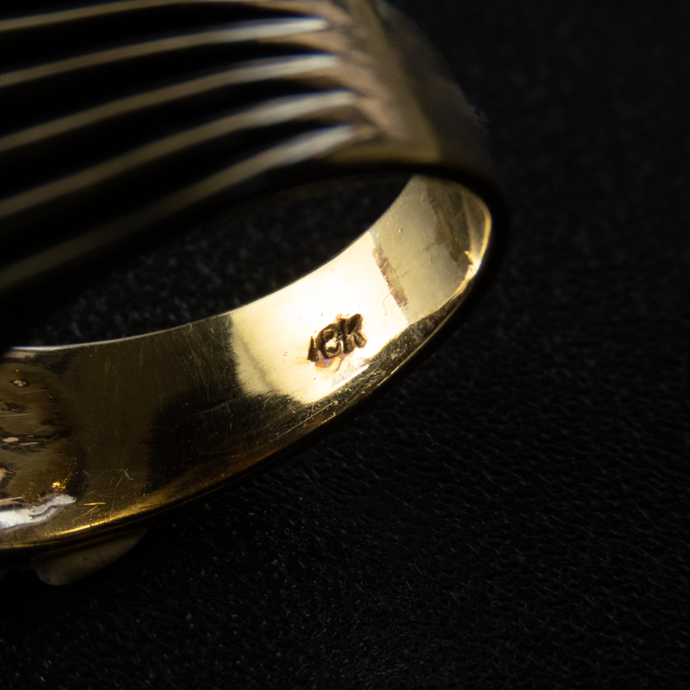 18K金復古風格造型V字水鑽寬版戒指  老件 #16-細節圖4