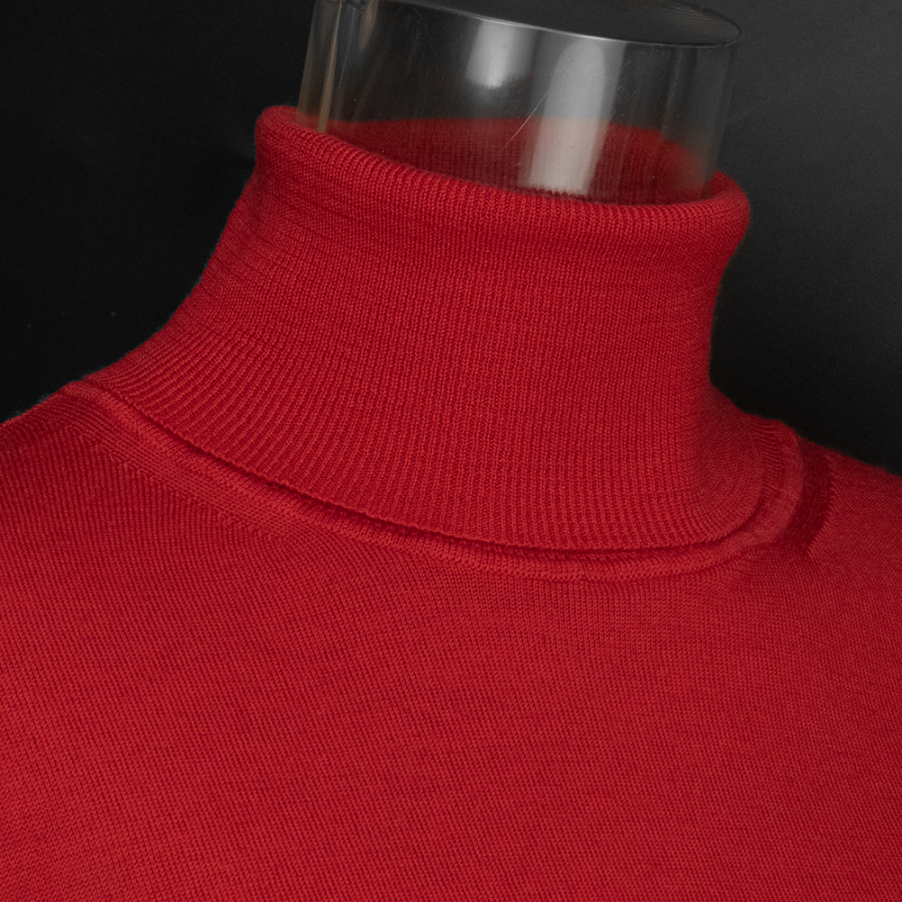 法國品牌Florence KORN pour ECRU正紅色純羊毛素面長袖高領套頭毛衣 L號-細節圖3