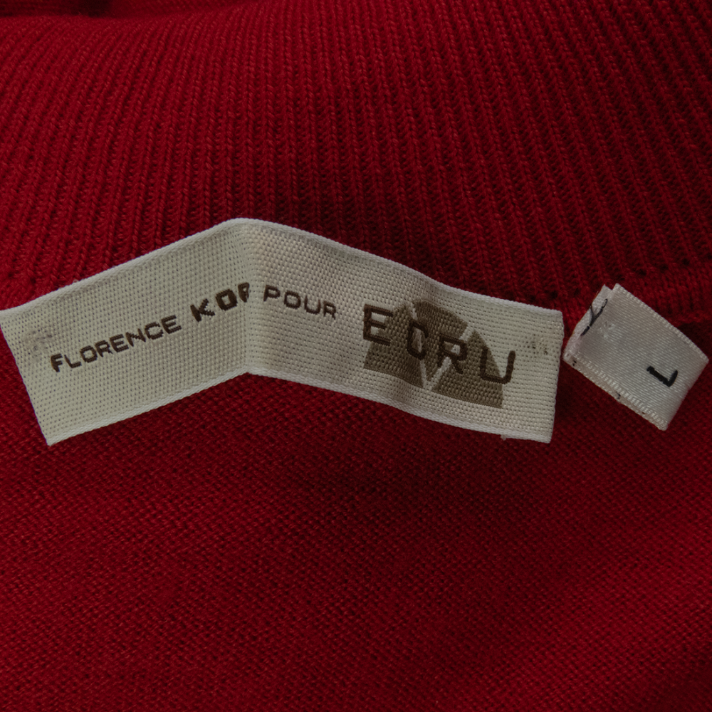 法國品牌Florence KORN pour ECRU正紅色純羊毛素面長袖高領套頭毛衣 L號-細節圖7
