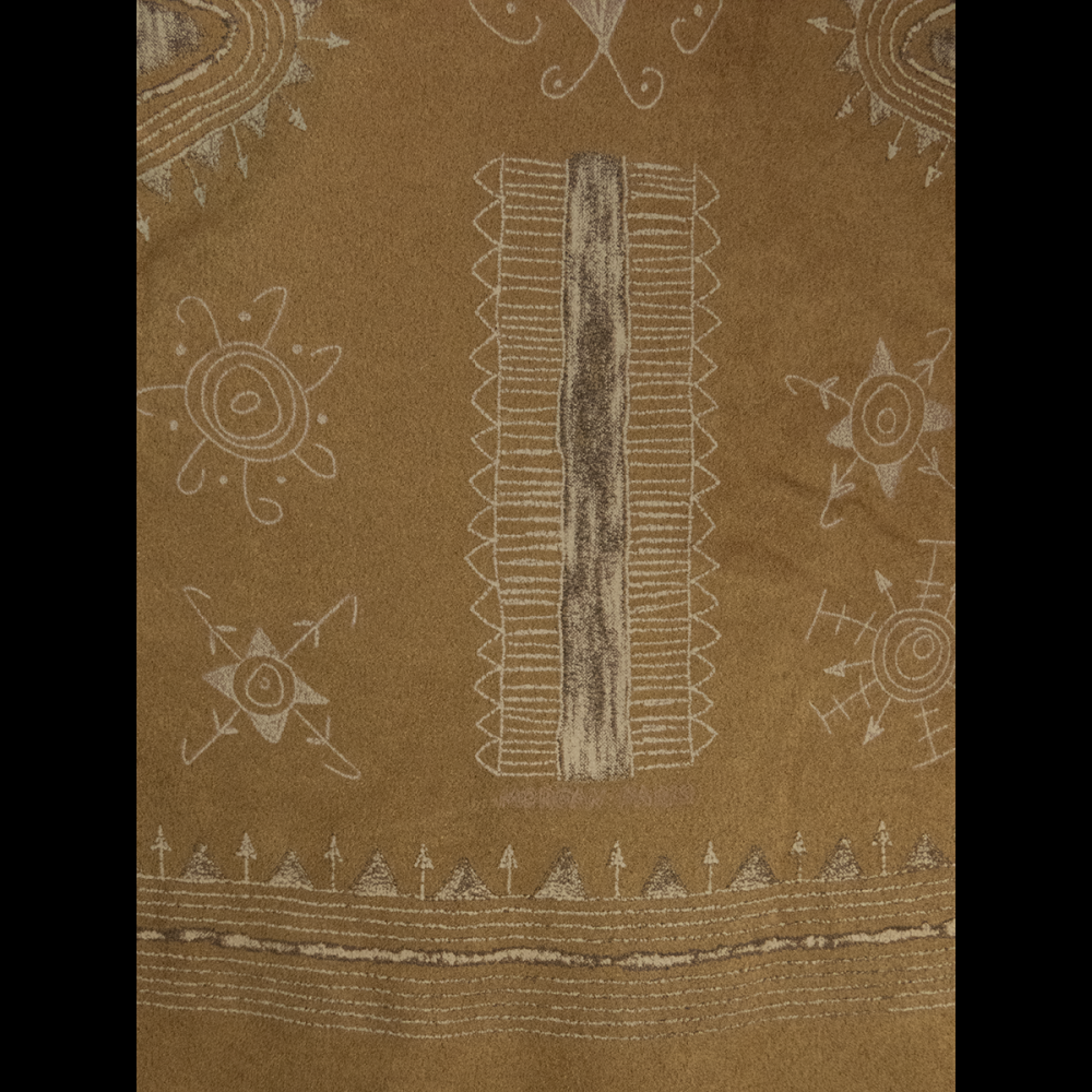 法國摩根Morgan咖啡色仿麂皮圖騰花邊繫帶斗篷 One Size-細節圖5