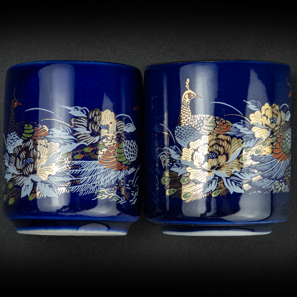 早期 日本 孔雀 牡丹 描金 陶瓷 直口杯 茶杯 湯吞 老件 一件200-細節圖4