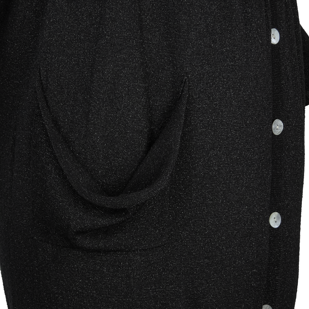 Knights Bridge副牌brown sugar黑色銀蔥抓褶垂墜口袋造型七分袖長版針織衫 36號-細節圖4