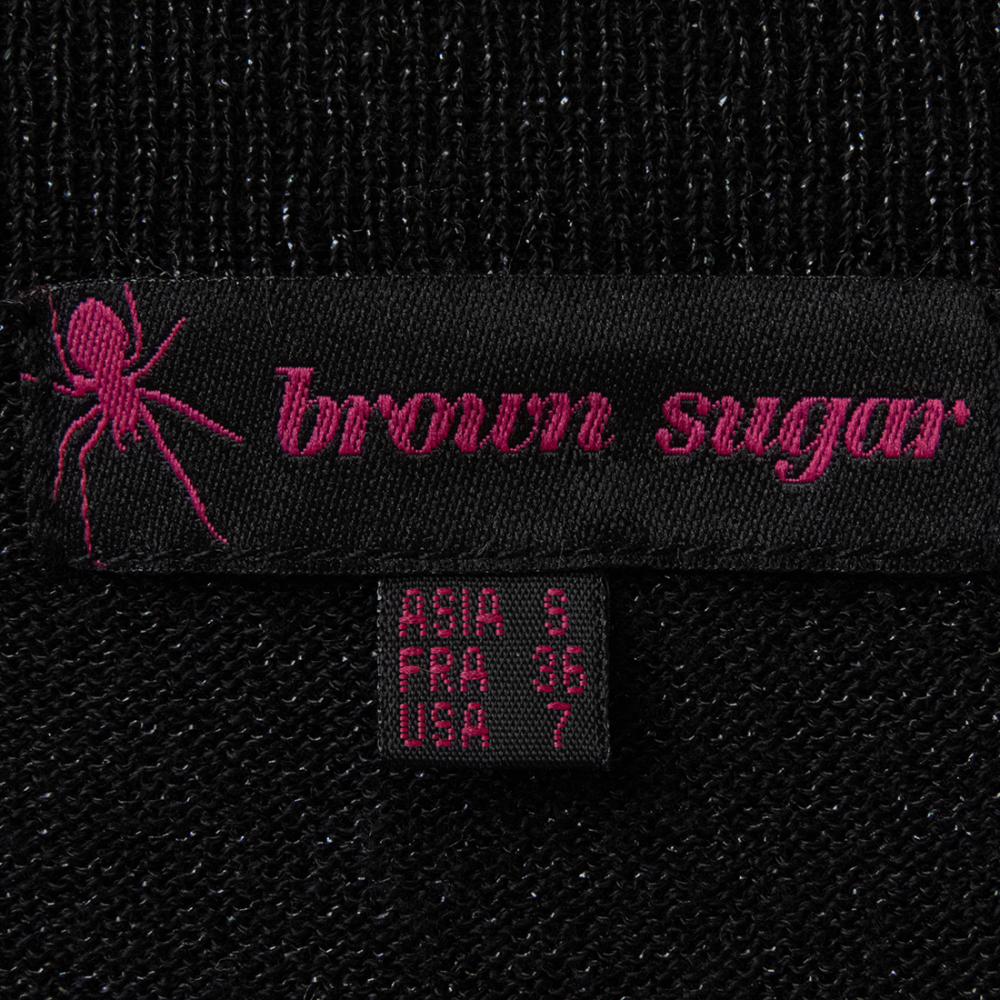 Knights Bridge副牌brown sugar黑色銀蔥抓褶垂墜口袋造型七分袖長版針織衫 36號-細節圖6