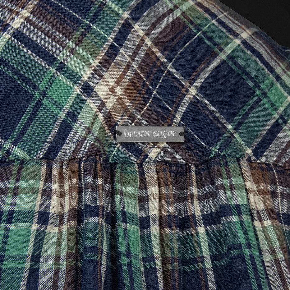 Knights Bridge副牌brown sugar紫綠色格紋抽鬚垂墜開襟無袖長版背心 36號-細節圖6