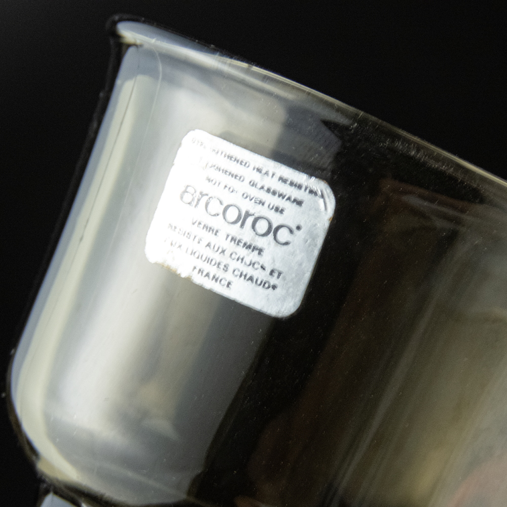 法國Arcoroc復古煙燻色鋼化玻璃 濃縮咖啡杯 咖啡杯碟 兩件一組-細節圖2