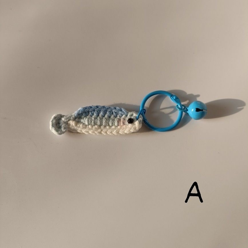 一條咸魚包包掛件彩虹小魚乾汽車鑰匙扣可愛創意手工毛線鈎針編織-細節圖2