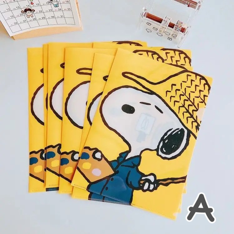 ins可愛史努比文件夾卡通L夾 PVC耐用票據收納單片資料夾A4試卷夾-細節圖2
