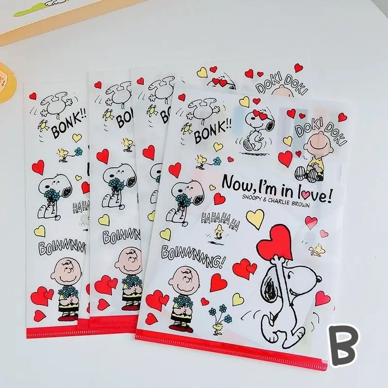 ins可愛史努比文件夾卡通L夾 PVC耐用票據收納單片資料夾A4試卷夾-細節圖3