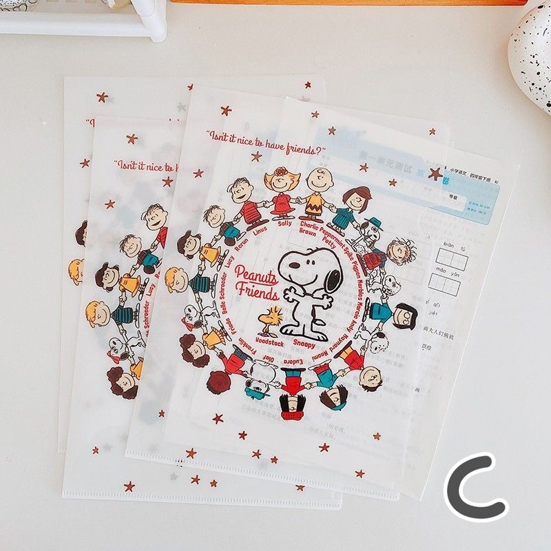 ins可愛史努比文件夾卡通L夾 PVC耐用票據收納單片資料夾A4試卷夾-細節圖4