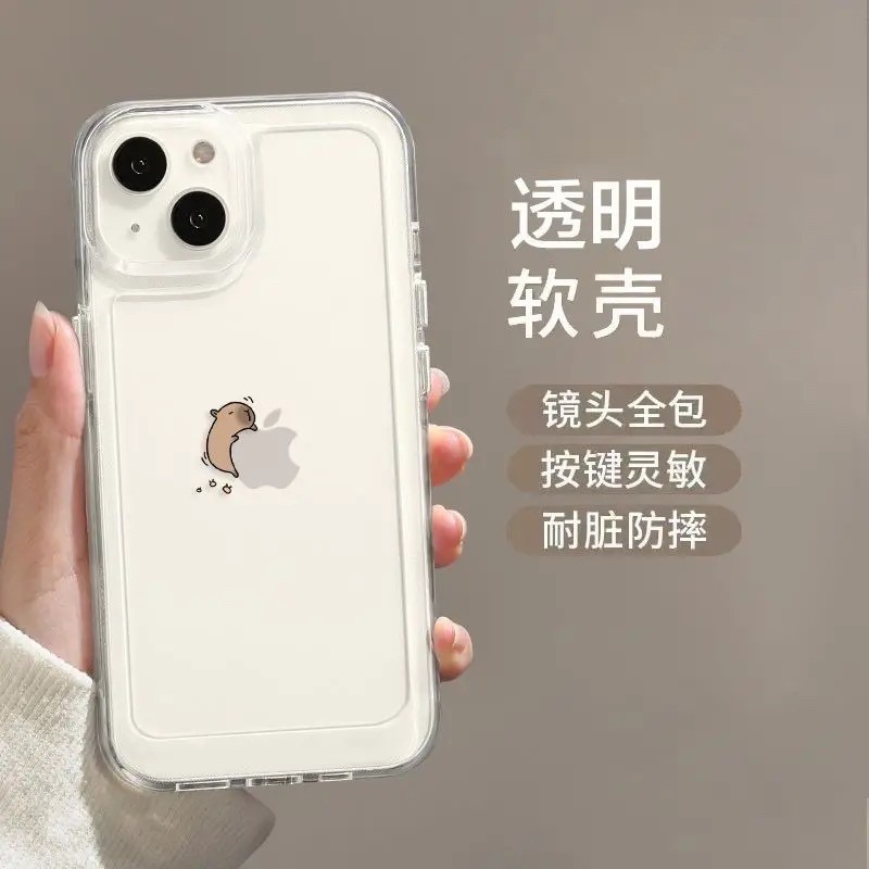 水豚適用蘋果15 14 13手機殼 iPhone11 12Promax新款x xr透明7 8p-細節圖2